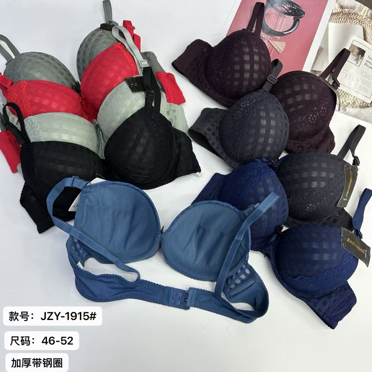 女士文胸外贸出口中东非洲女士大码加厚条纹杯面有钢圈情趣文胸女