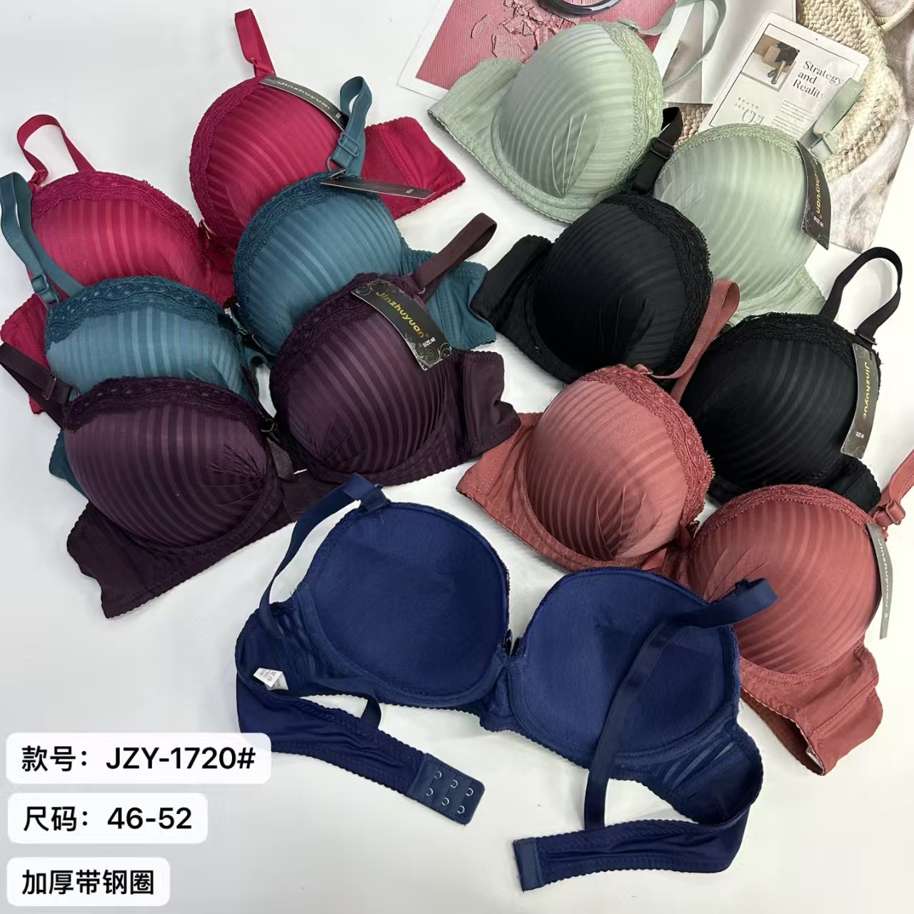 女士文胸外贸出口中东南美女大码加厚蕾丝边蝴蝶结装饰有钢圈文胸