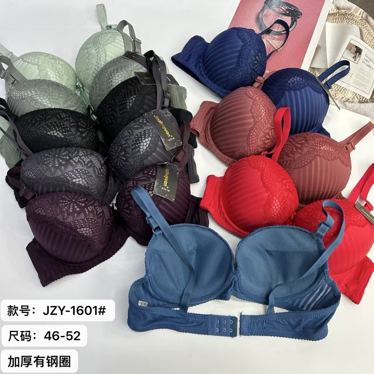 女士文胸外贸出口中东非洲大码加厚有钢圈性感蕾丝绣花情趣文胸女