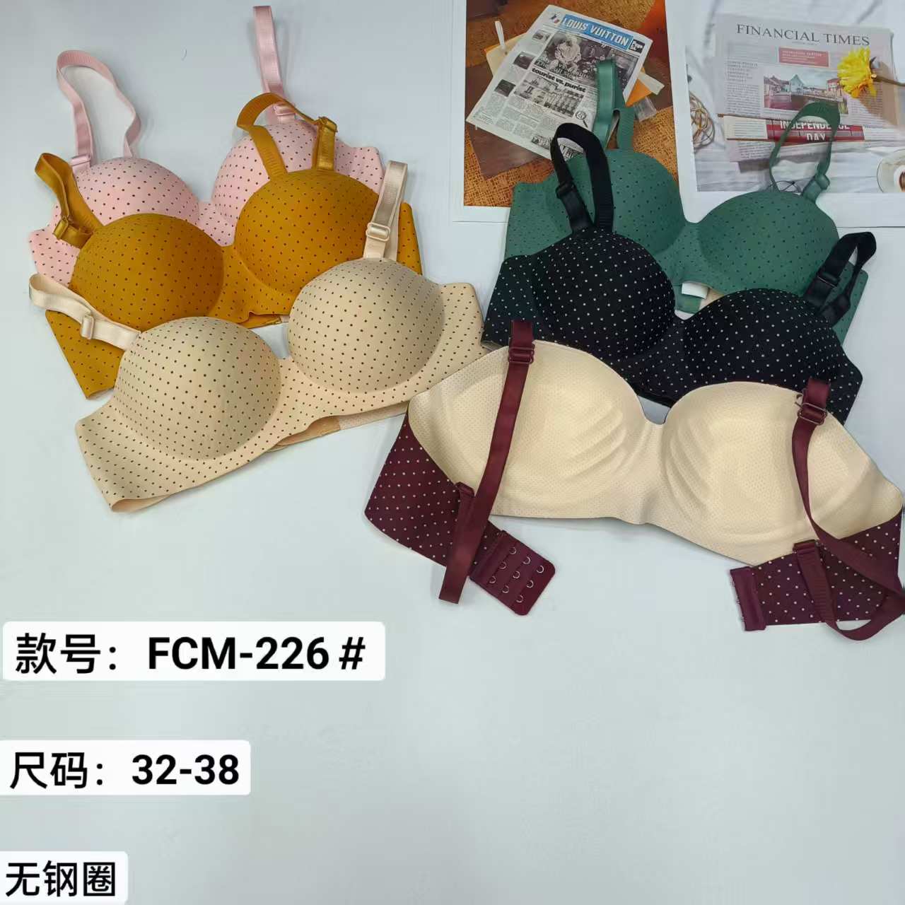 女士文胸外贸出口中东非洲女士斑点一片式文胸女士手掌杯聚拢文胸