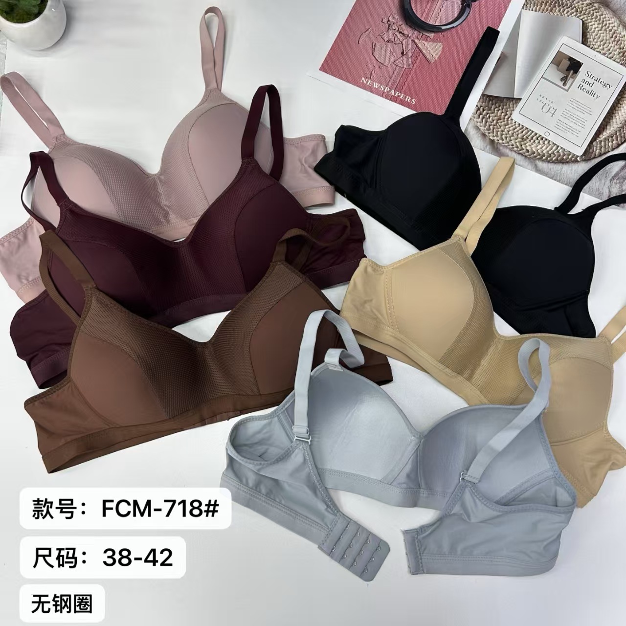 女士文胸外贸出口中东非洲女士无钢圈婴儿棉文胸舒适透气大胸显小