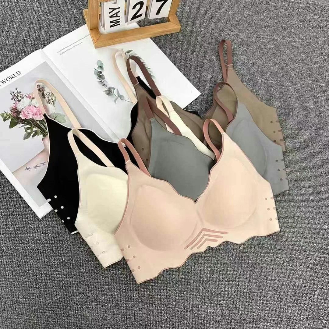 外贸出口欧美新款无痕光面小胸美背舒适聚拢内衣女运动睡眠透气无