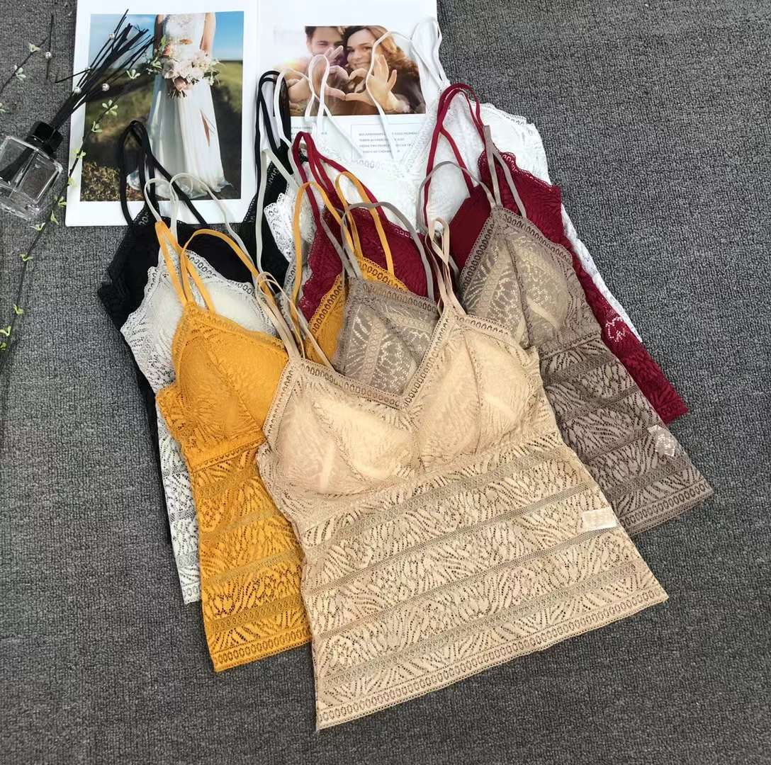 外贸出口蕾丝高品质美背女士背心无钢圈性感文胸运动内衣女批发