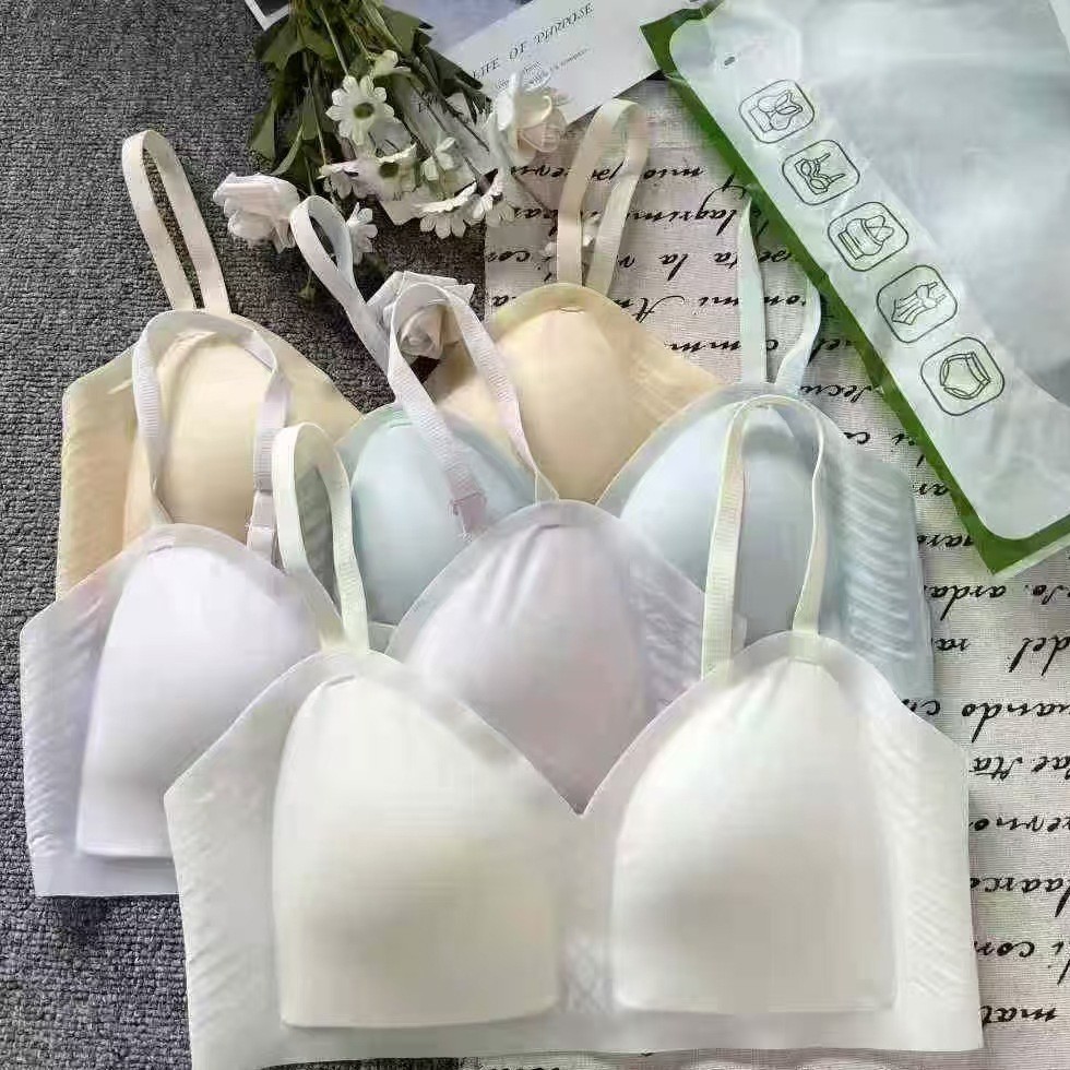 非洲低价库存超薄无痕冰丝固定杯美背女士文胸透气聚拢冰皮内衣