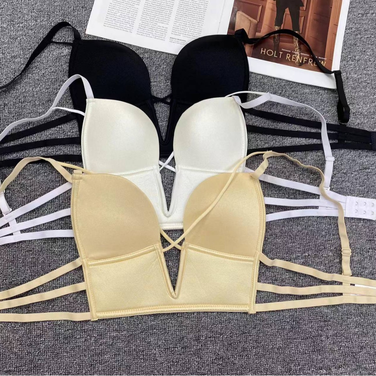 尾货库存东南亚新款网红直播少女光面聚拢内衣无痕聚拢胸罩文胸