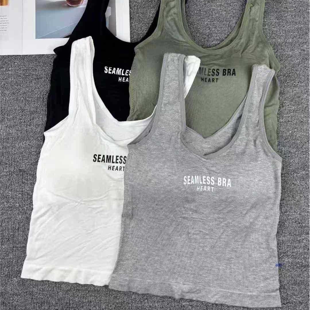 外贸出口低价百搭时尚舒适纯棉运动瑜伽上衣背心胸垫运动文胸百搭