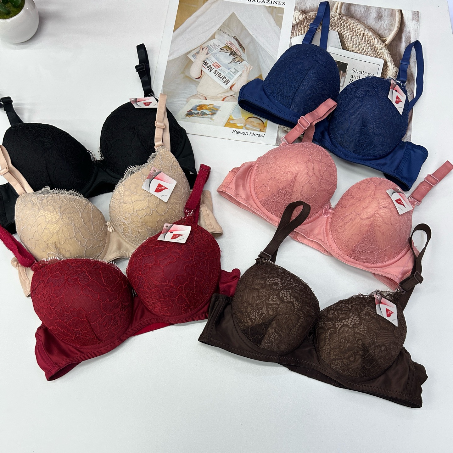 外贸出口中东非洲文胸纯色蕾丝杯面舒适性感情趣文胸蝴蝶装饰内衣