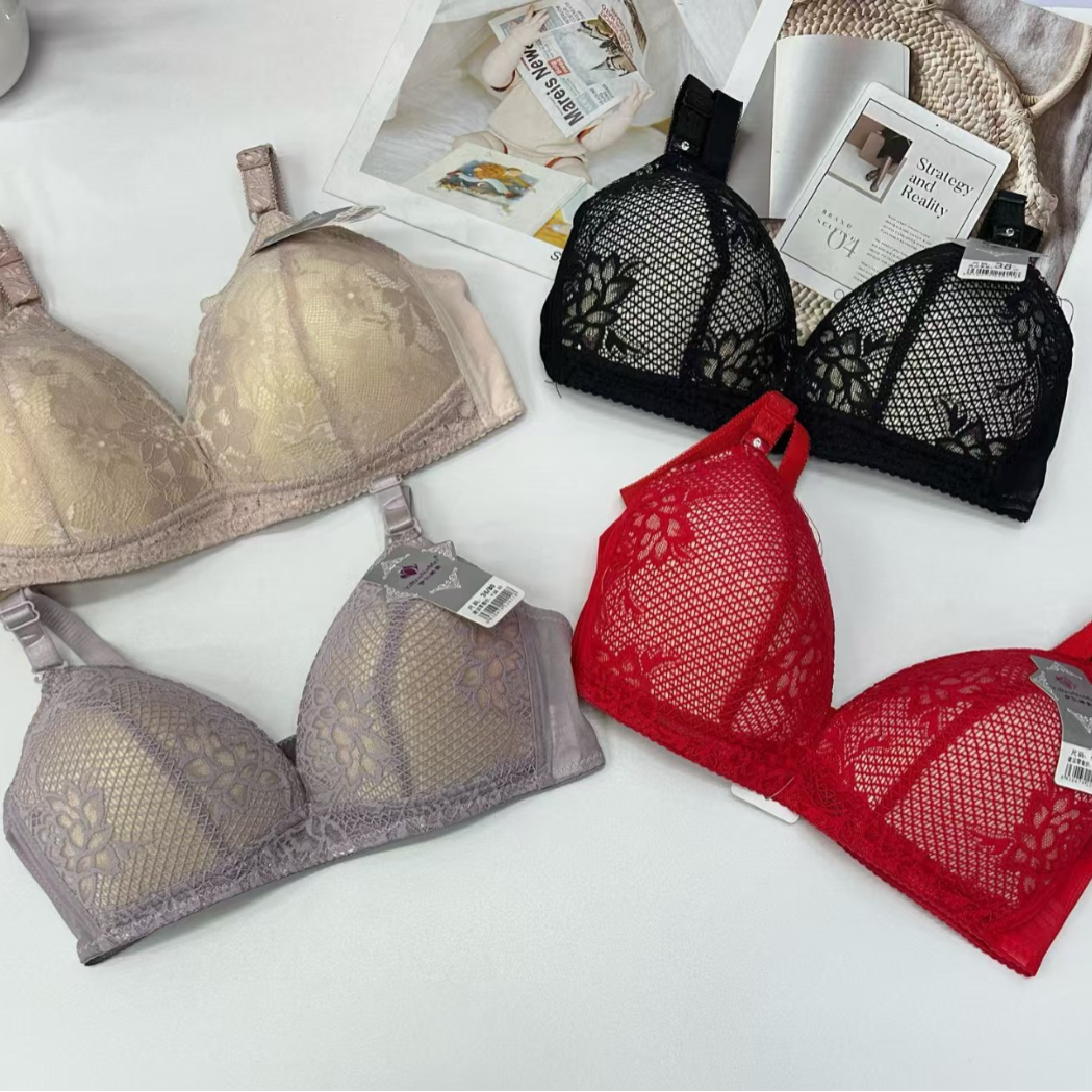 外贸出口非洲有钢圈女士大码文胸蕾丝纯色性感聚拢舒适情趣文胸女