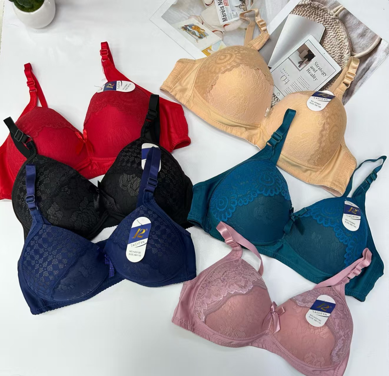 有钢圈文胸性感聚拢舒适蕾丝杯面刺绣印花文胸女外贸出口中东非洲