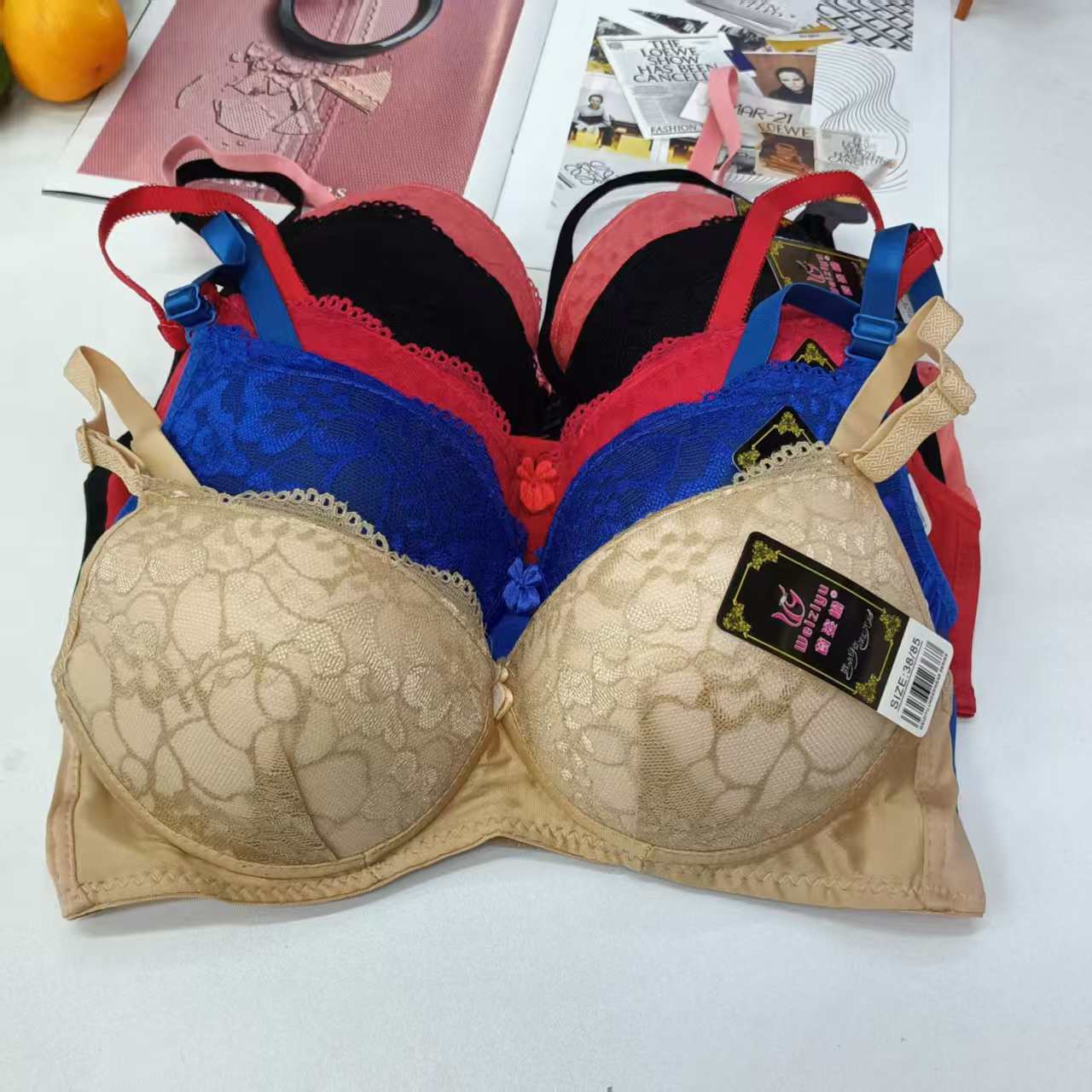 外贸出口中东非洲大码女士文胸内衣提拉聚拢舒适带钢圈蕾丝杯面