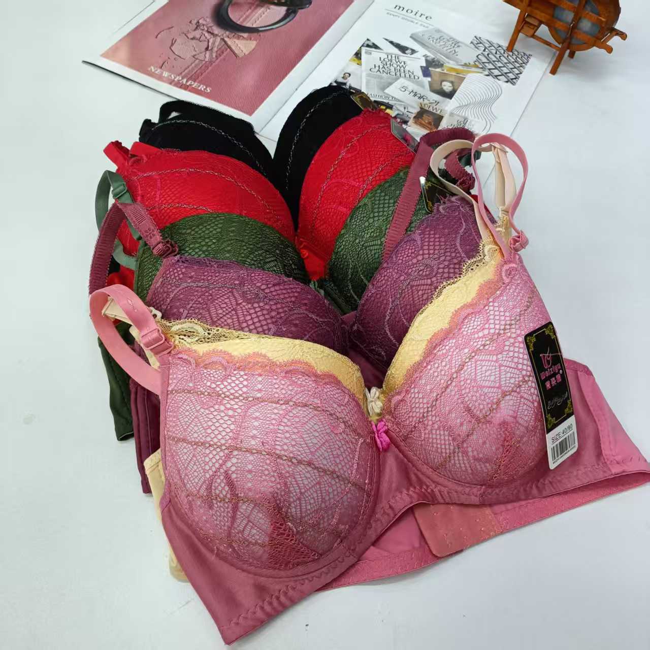 外贸出口中东非洲现货大码女士内衣文胸提拉聚拢舒适带钢圈文胸