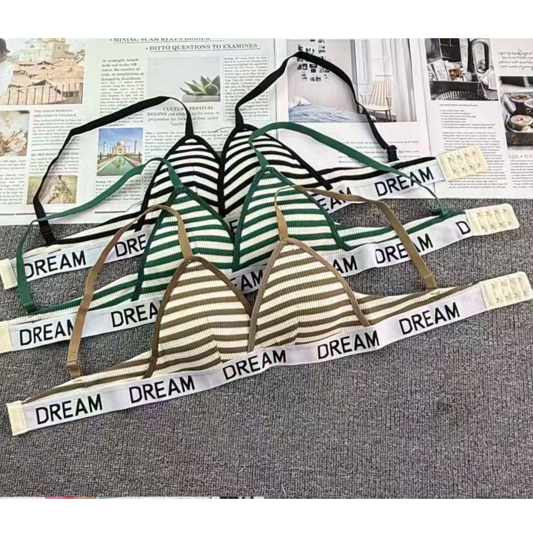 外贸出口南美洲三角杯无钢圈内衣聚拢舒适上托防下垂性感条纹内衣