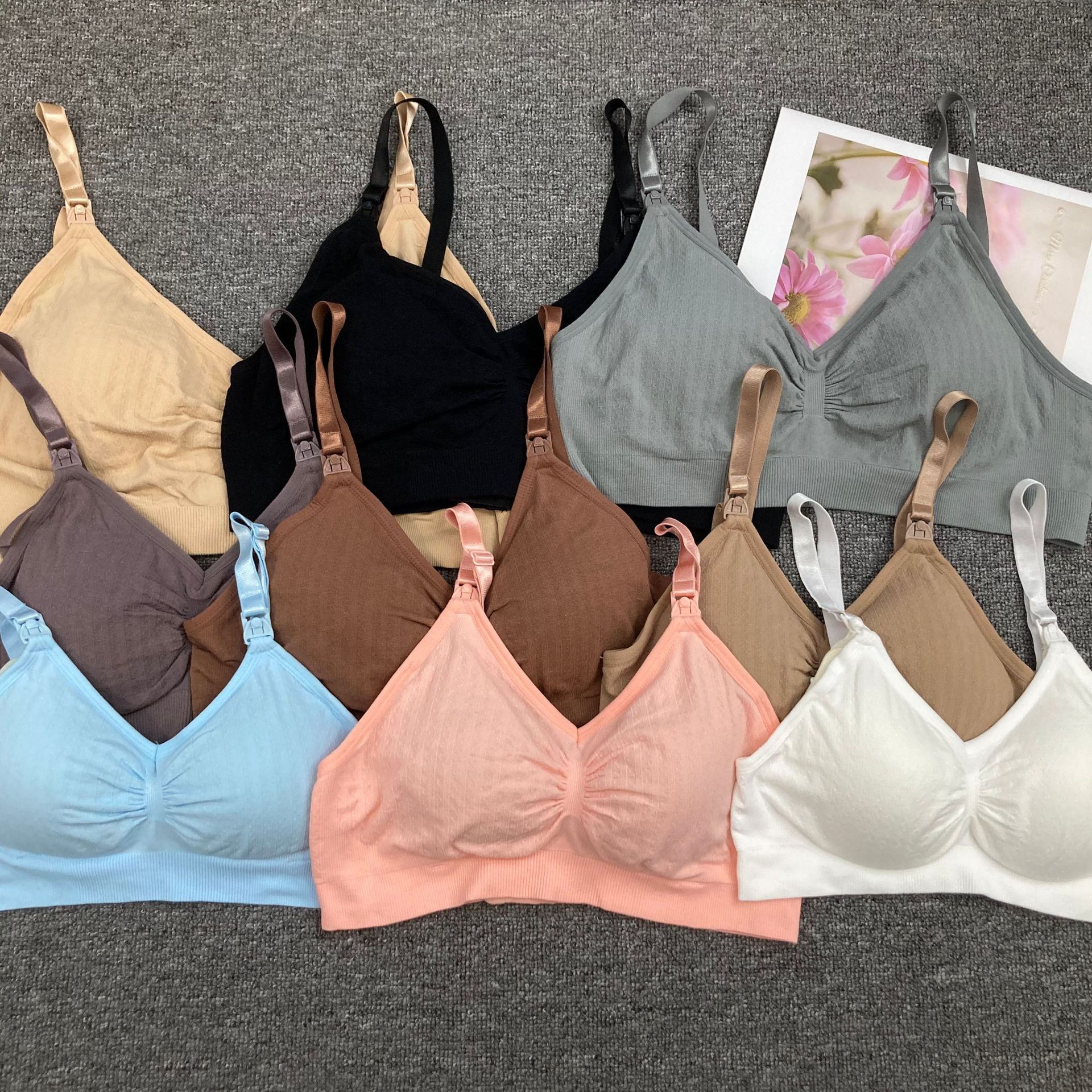 外贸出口孕妇前开扣哺乳文胸无痕抹胸内衣喂奶聚拢防下垂罩杯胸罩