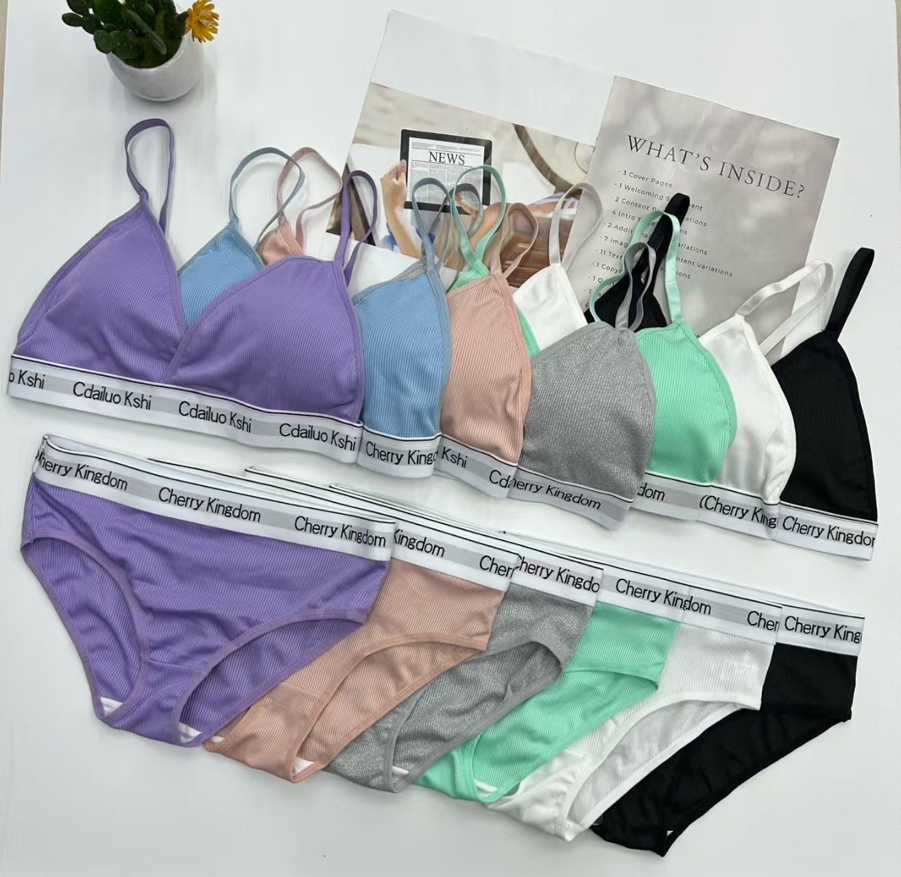 外贸出口欧美非洲现货运动美背无钢圈带胸垫纯色字母边文胸。