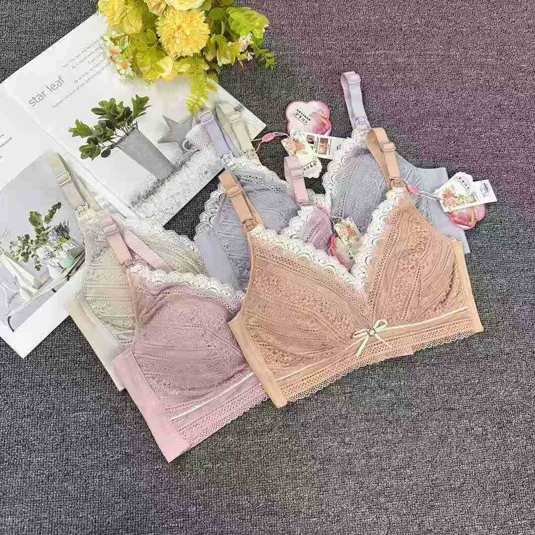 外贸出口孕妇哺乳文胸棉纯色喂奶聚拢防下垂大罩杯胸罩哺乳内衣。