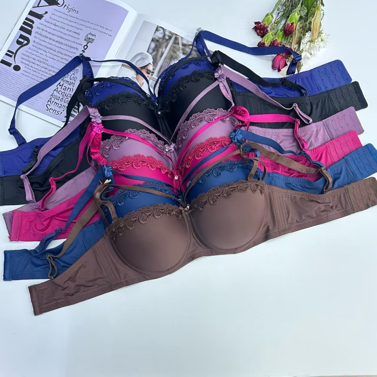 新货定做欧美大码薄款钢圈文胸调整型上托胸罩女士文胸带钢圈文胸