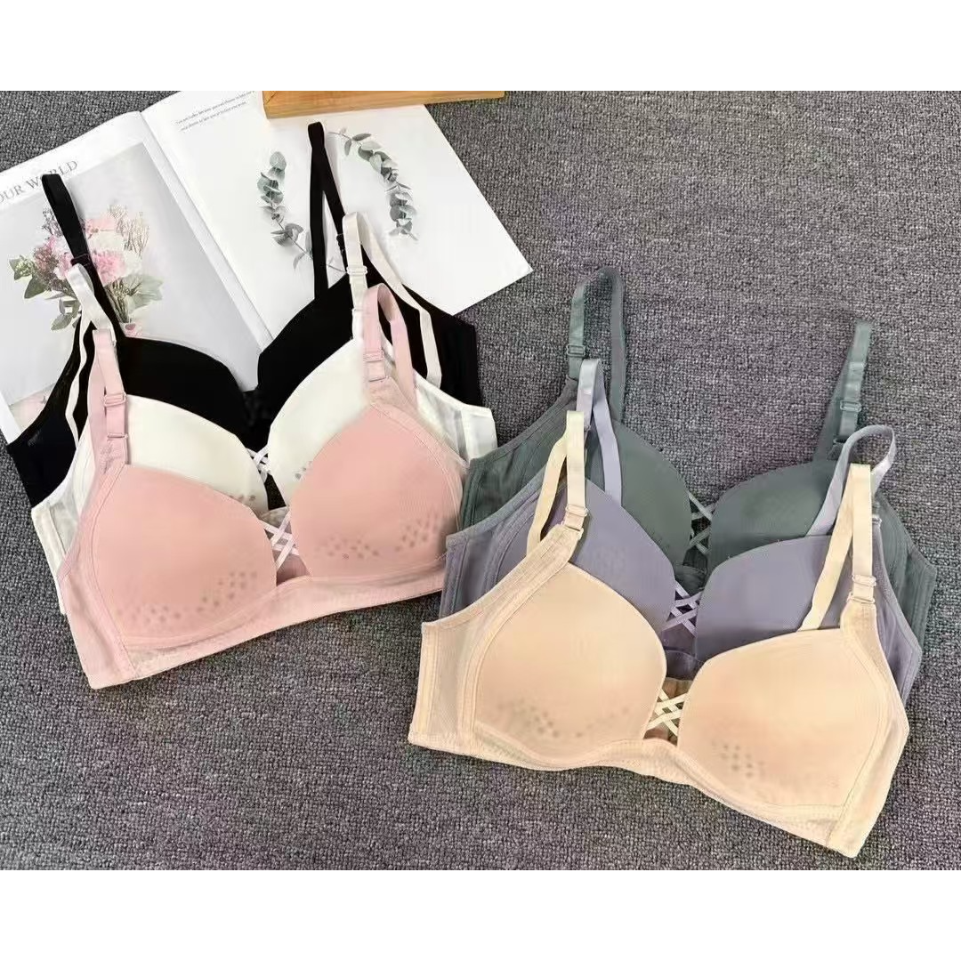 外贸出口欧美非洲库存最新款舒适透气无钢圈洞洞杯薄款内衣胸罩