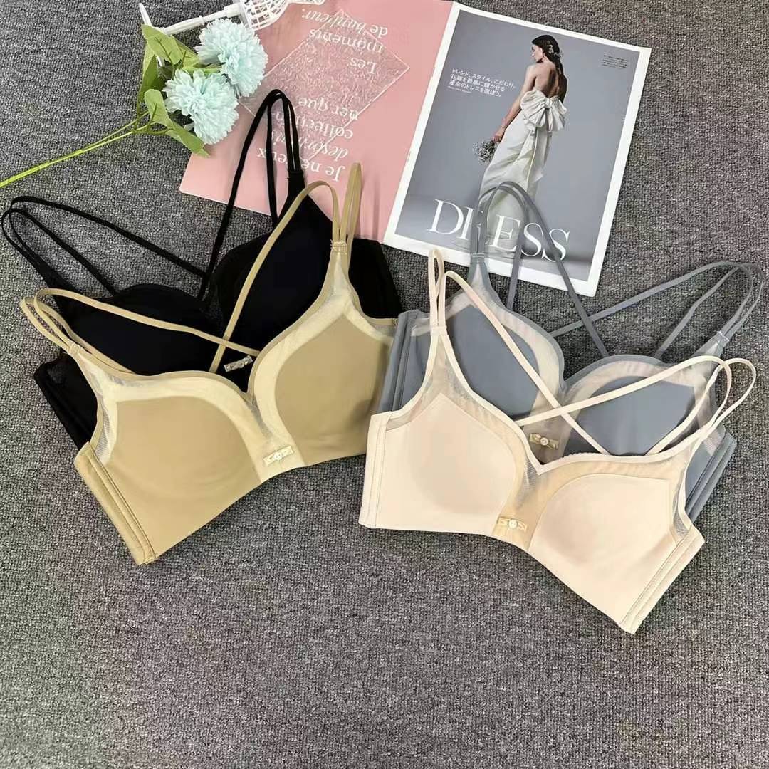 新款高品质文胸时尚蕾丝提花透气舒适调整型四排扣聚拢型内衣女