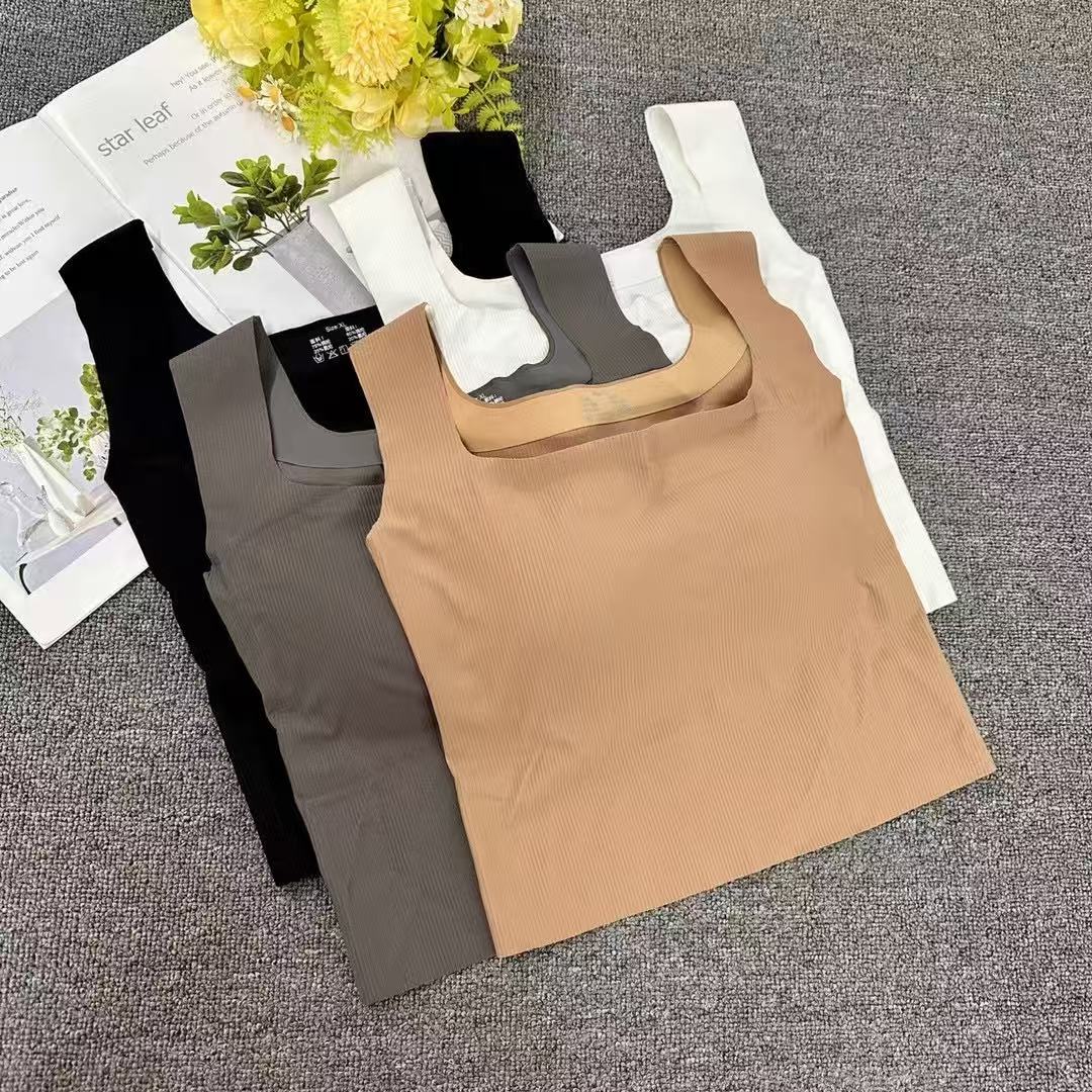 外贸出口非洲东南亚百搭无钢圈美背内衣外穿冰丝螺纹打底上衣