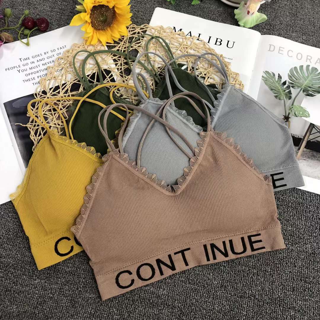 外贸出口透气美背吊带睡眠舒适无钢圈运动文胸轻薄贴身冰丝面料