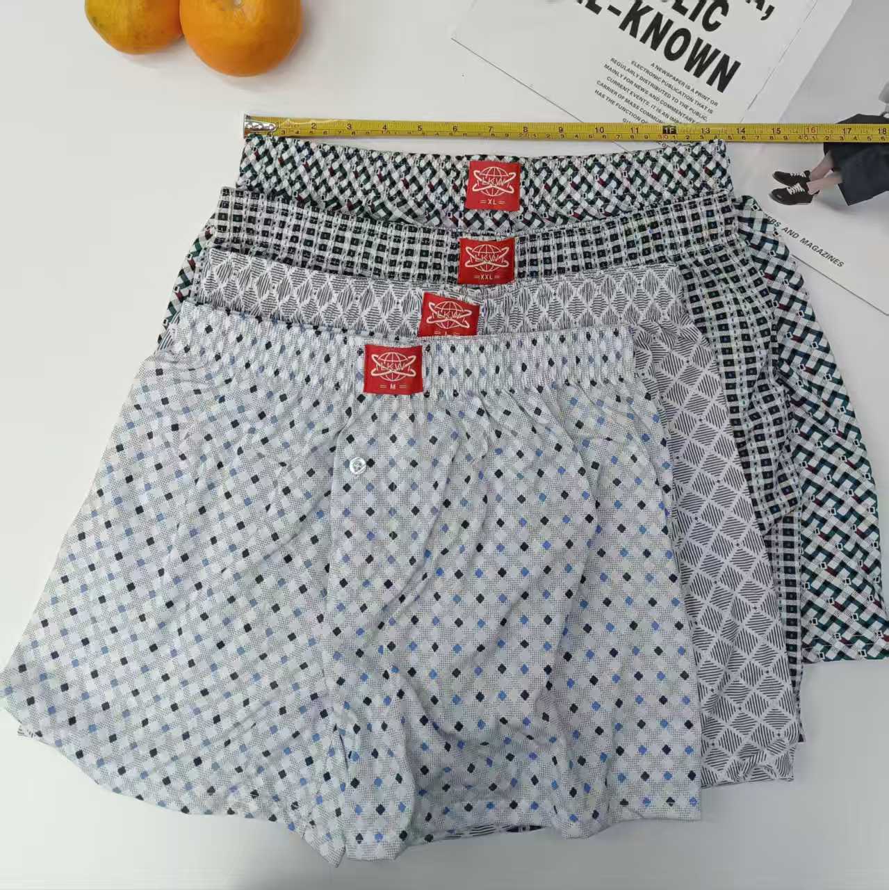 外贸出口中东非洲15棉阿罗裤男士宽松平角裤潮流印花居家平角短裤