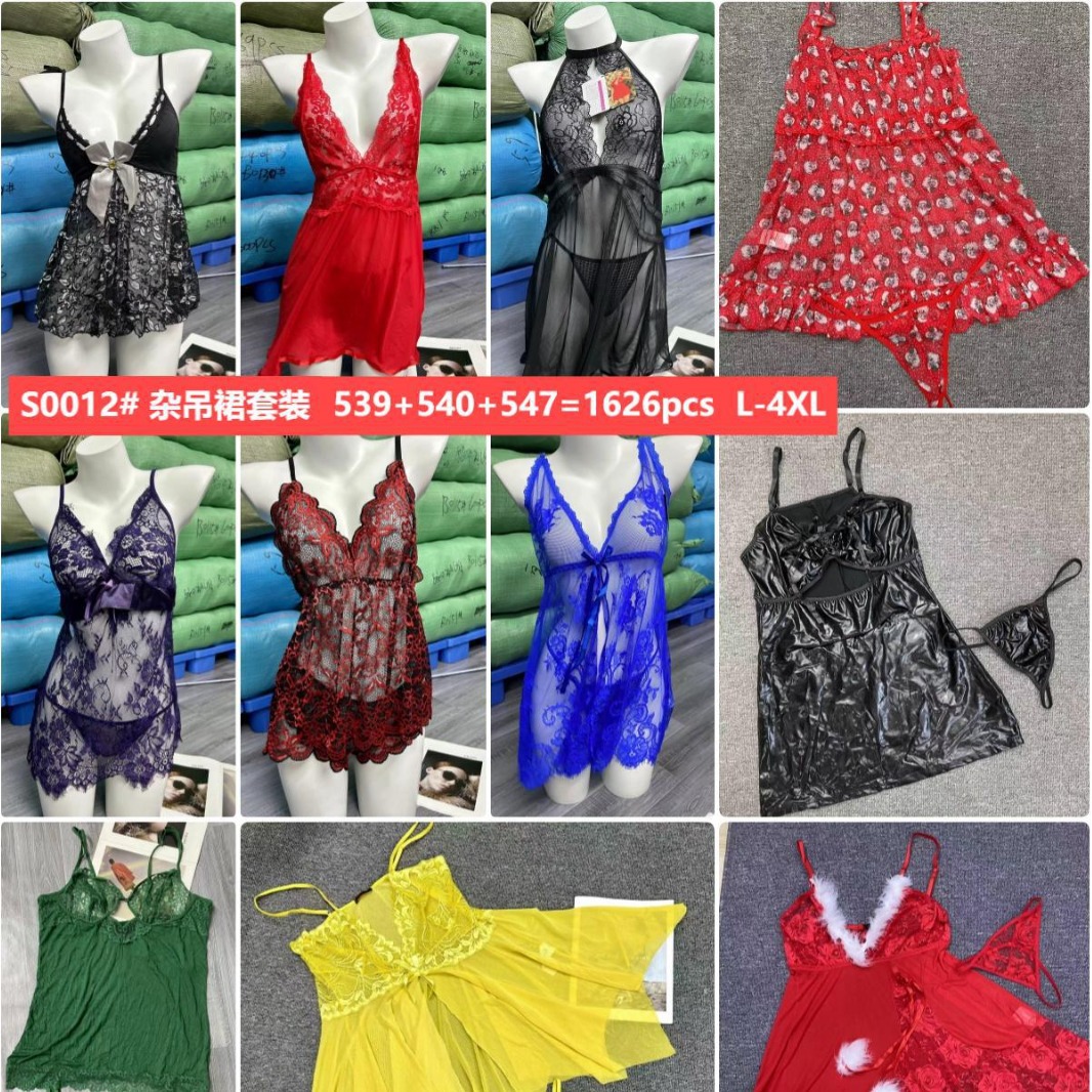 欧美外贸出口库存尾货蕾丝套装混合情趣内衣性感透明睡衣情趣套装