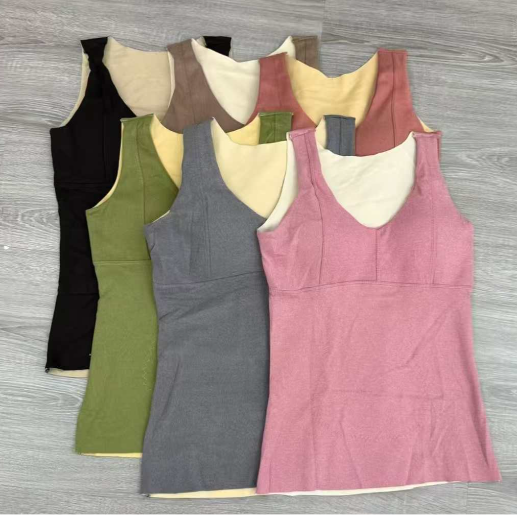 外贸出口保暖内衣大弹力舒适保暖衣自带胸垫加厚无痕保暖内衣上衣