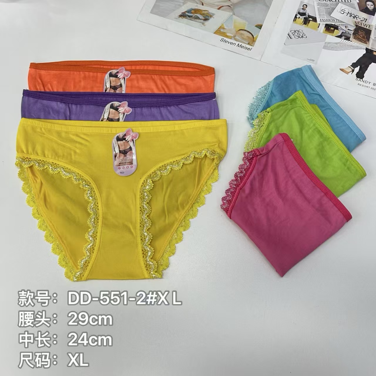 外贸内裤女士内裤牛奶丝印花蕾丝边女内裤性感纯色女士三角内裤