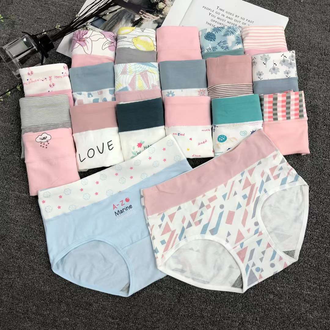 库存外贸出口大版内裤纯色内裤女夏季裸氨透气纯棉裆中腰三角内裤