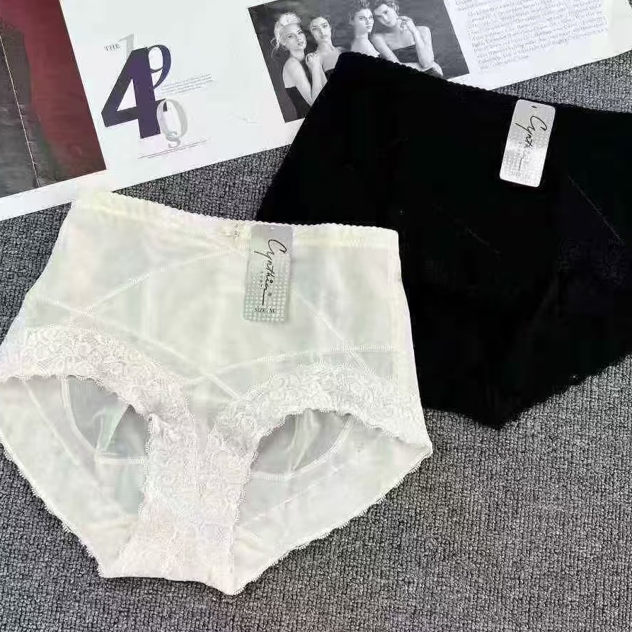 外贸出口非洲性感冰丝薄荷爆冰裤高腰收腹内裤蕾丝无痕塑身束腰