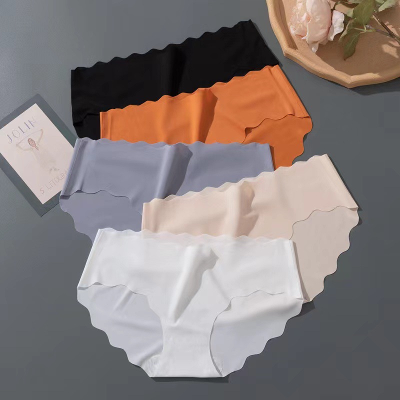 一片式冰丝无痕中腰内裤女士波浪纯欲性感可爱三角短裤情趣内裤