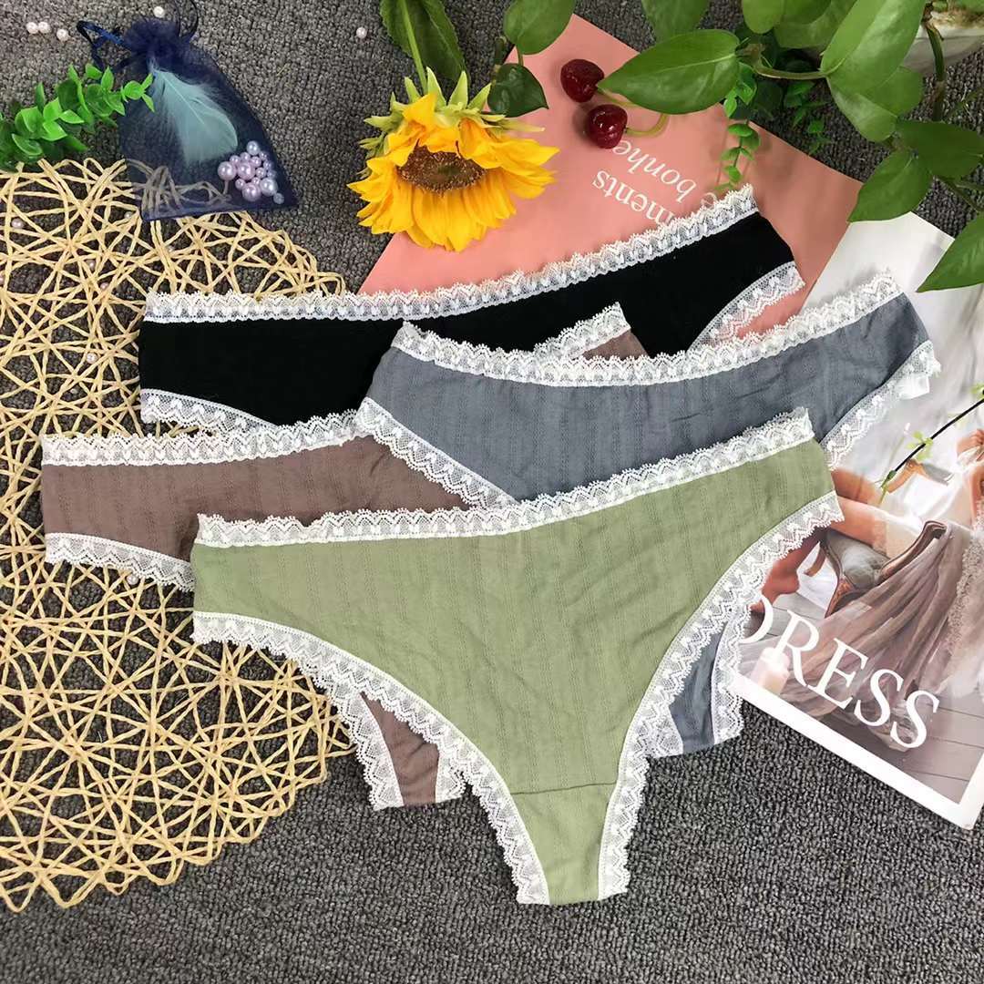 外贸出口内裤女生无痕蕾丝低腰法式提花镂空工艺丁字裤多码多色