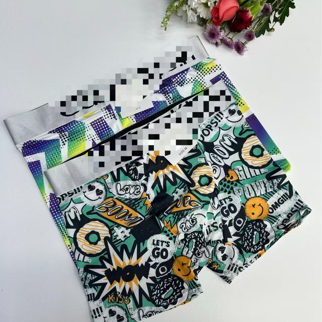 男士内裤冰丝平角裤夏季凉感印花裤衩透气四角裤薄款