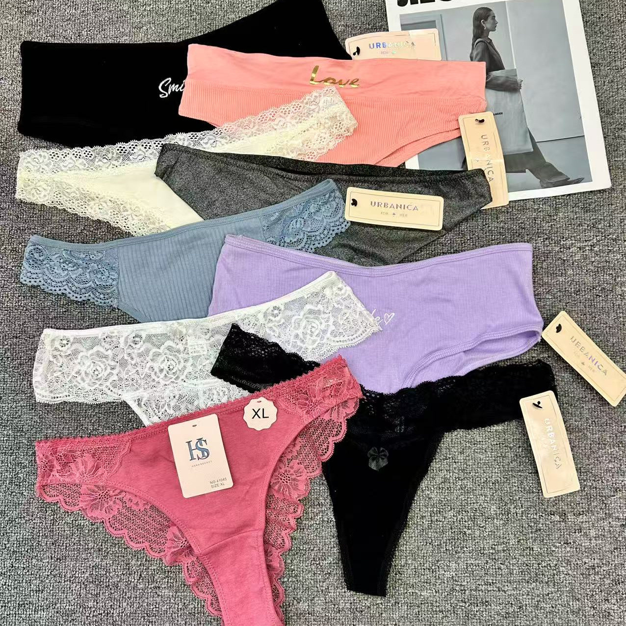 U0159外贸库存丁字裤爆款蕾丝性感三角裤混合款式魅力多色内裤