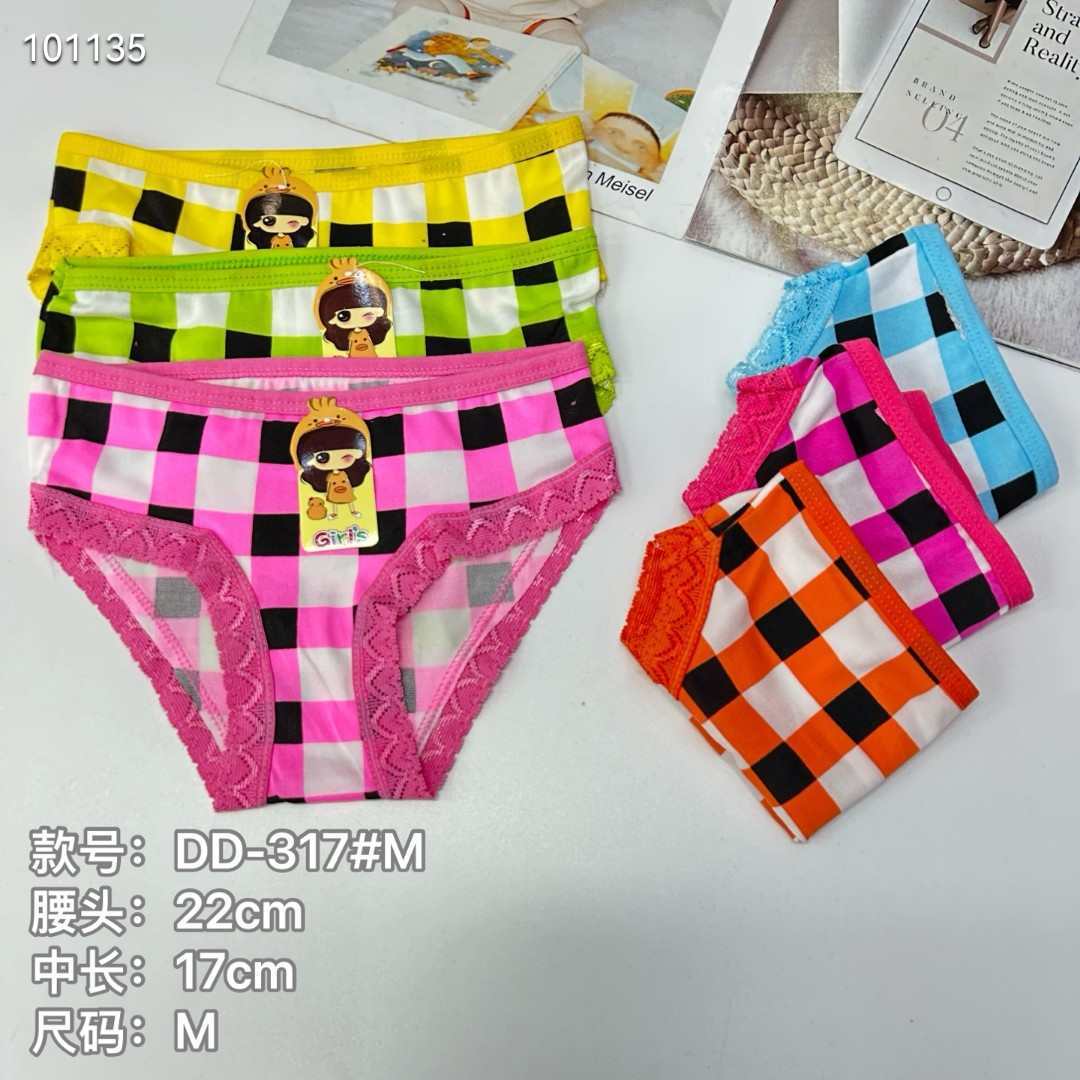 外贸出口内裤儿童内裤蕾丝包边超低价内裤女格子印花女童内裤现货