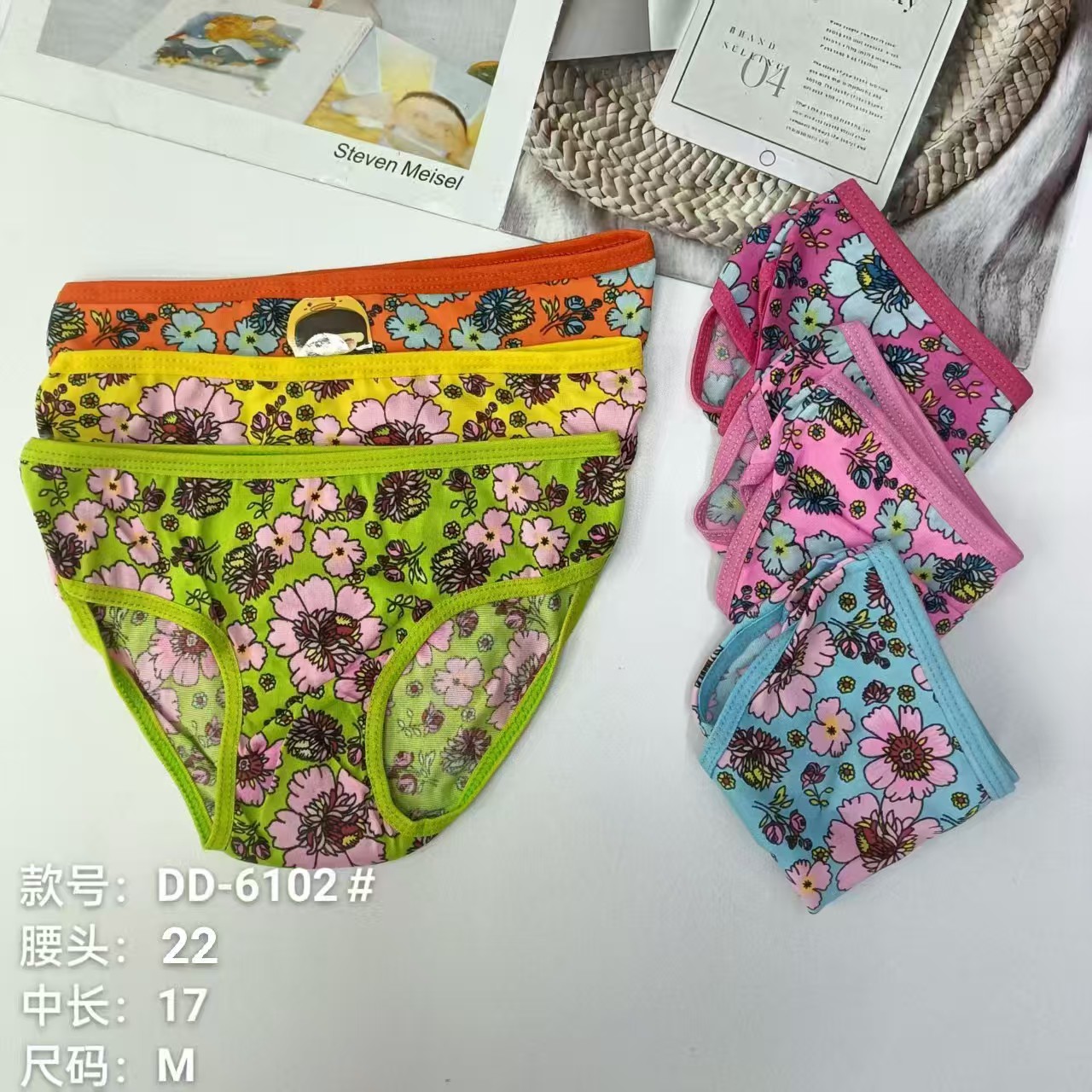 外贸出口非洲内内裤女士三角裤儿童彩色花朵印花三角裤舒适内裤女