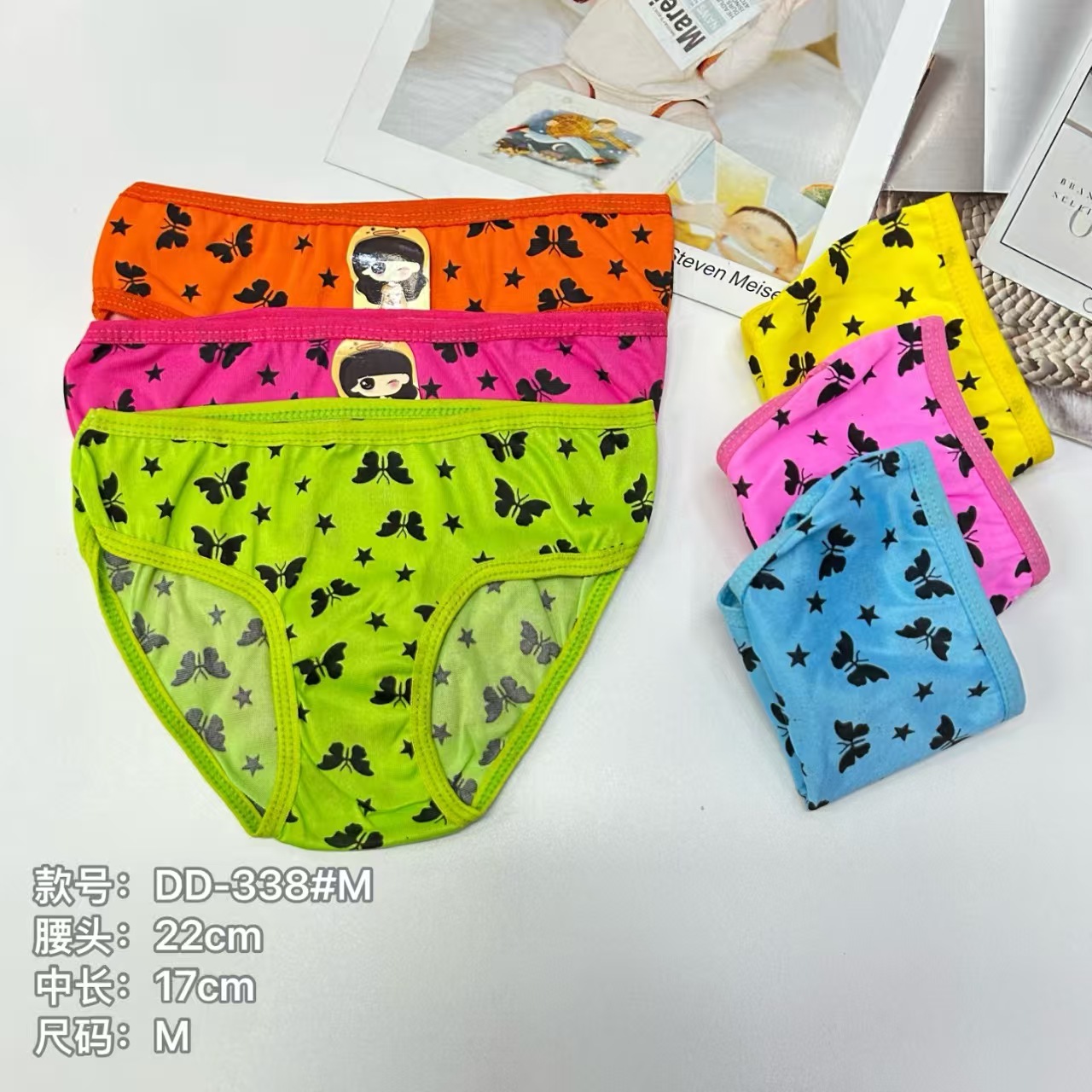 外贸出口内裤女士包边蝴蝶印花三角内裤女童内裤舒适可爱风内裤女