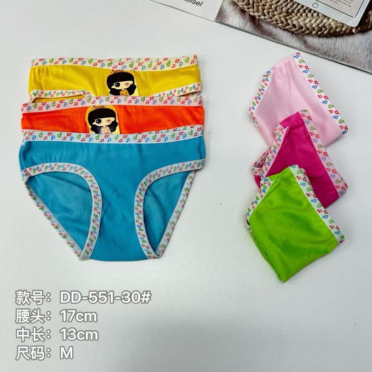 外贸出口中东非洲让他内裤音符包边印花儿童内裤可爱风舒适内裤女