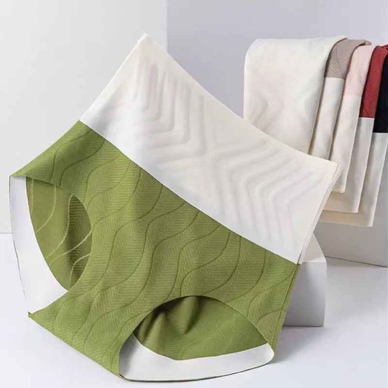 外贸库存3D果冻胶强力塑形裤高腰收腹裸感冰丝无痕拼色提花内裤。