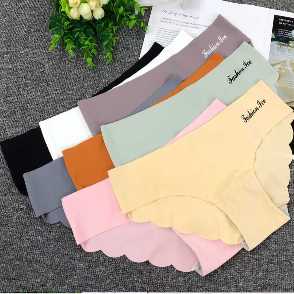 外贸出口中东非洲库存性感冰丝女士内裤提臀自带降温感波浪边