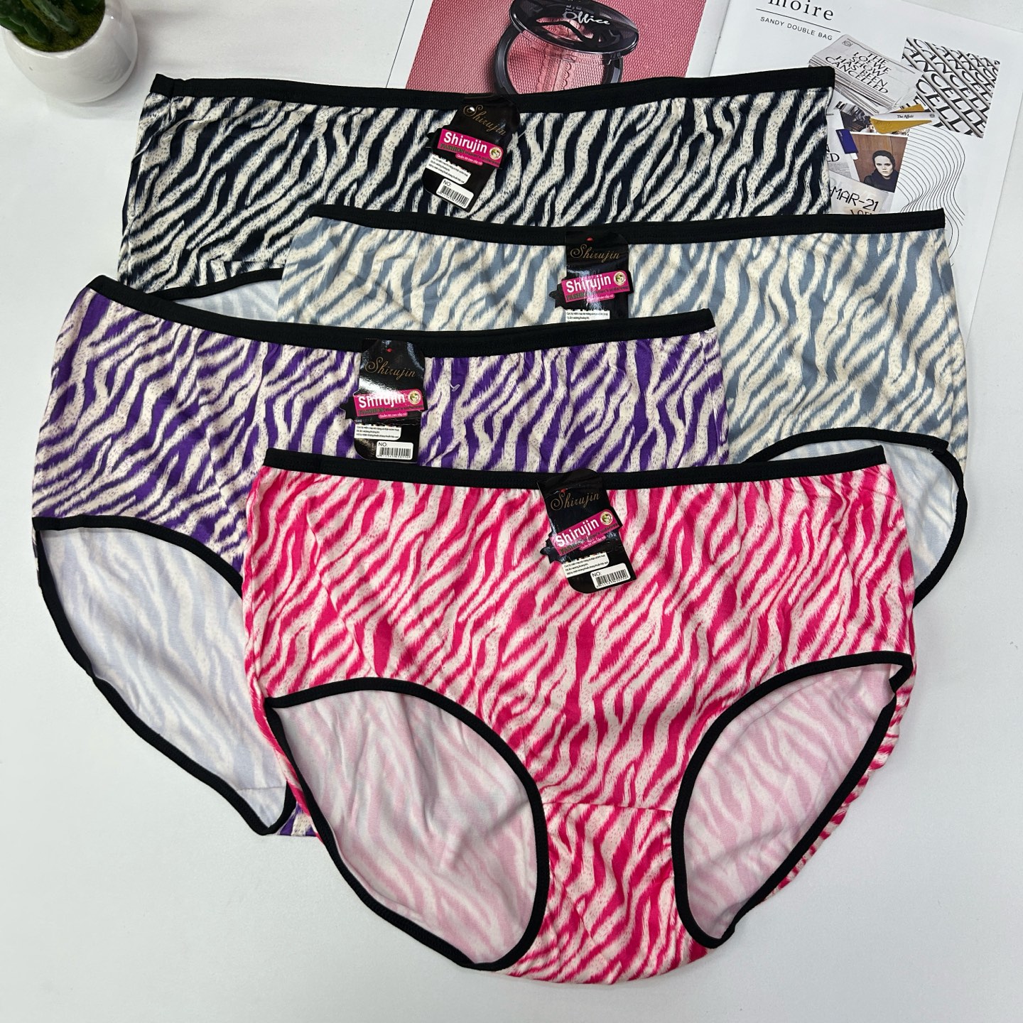 外贸出口中东非洲现货女士内裤性感斑马纹舒适透气均码女士三角裤