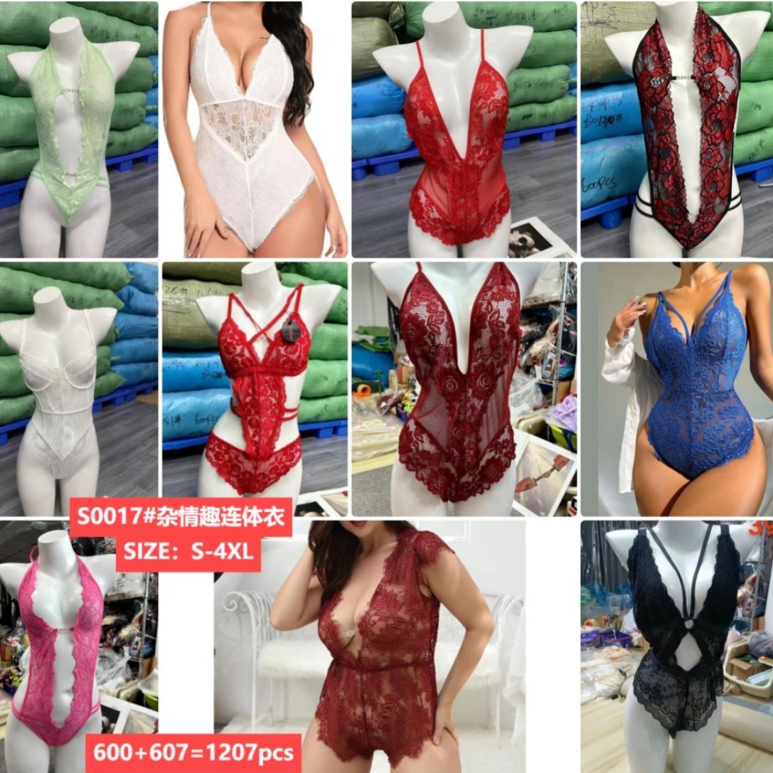 欧美外贸新款蕾丝连体衣混合情趣内衣性感透明睡衣女情趣内衣内裤