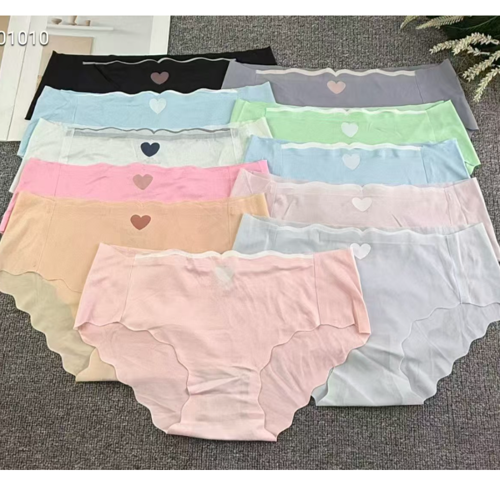 外贸出口中东非洲无痕内裤波浪形冰丝女士内裤爱心桃透气女士内裤
