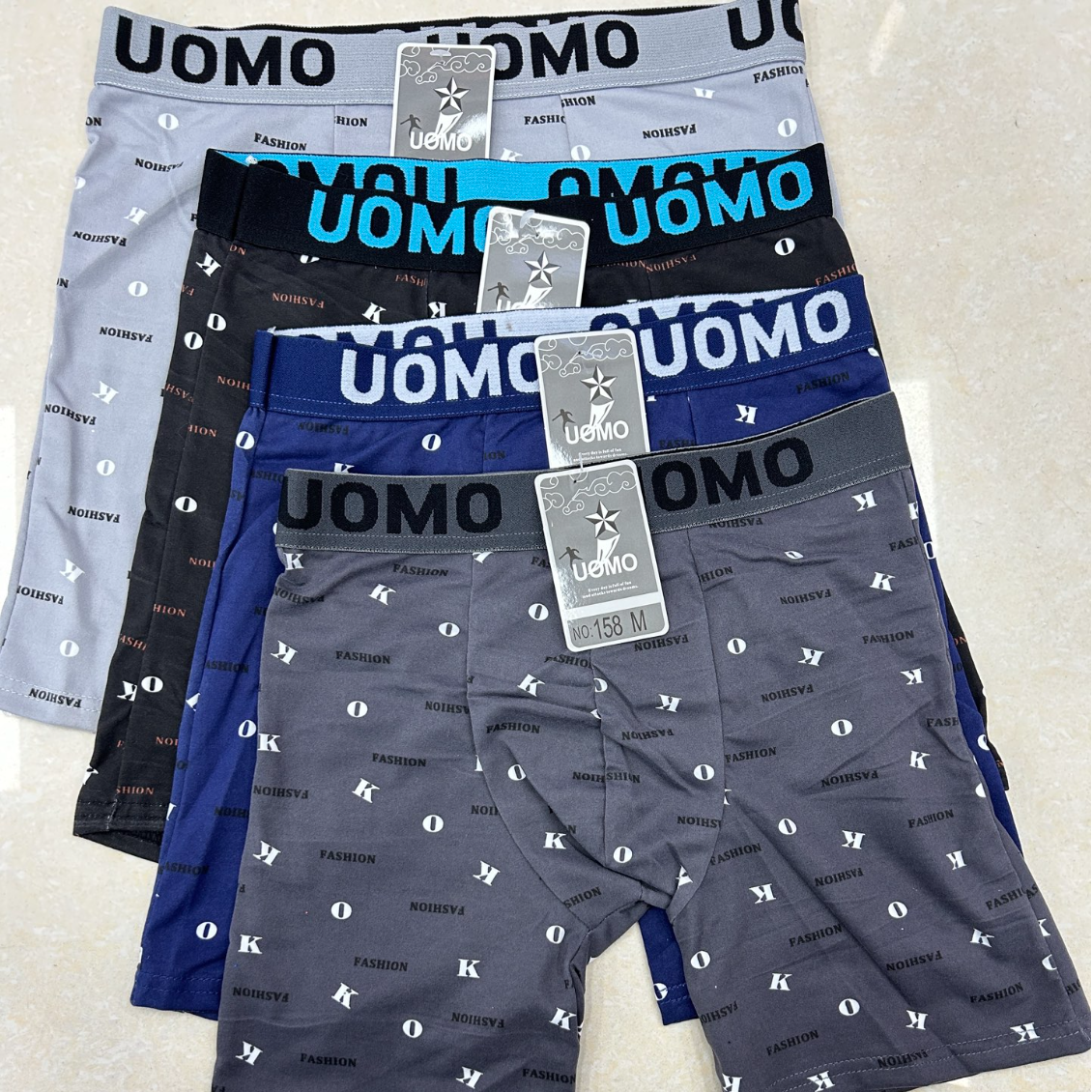 外贸出口欧美非洲中东现货男士舒适透气印花字母腰头男士平角内裤