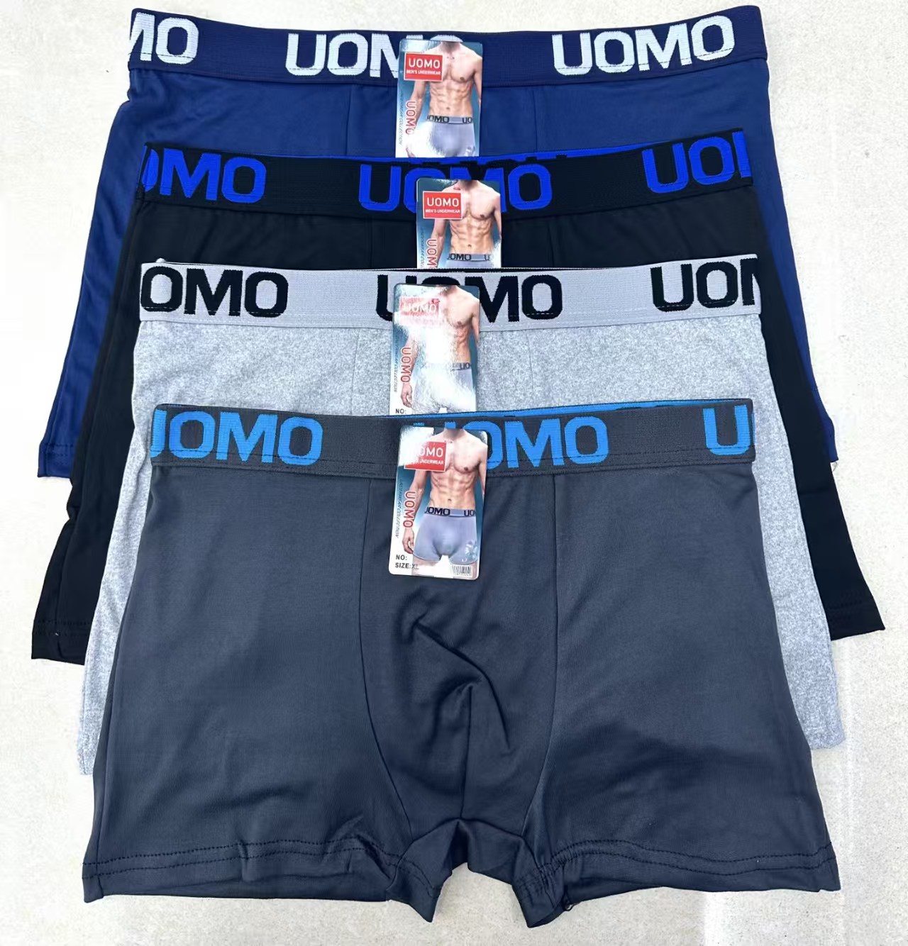 外贸出口中东非洲男士平角内裤撞色字母腰头莫代尔棉主体纯色简约