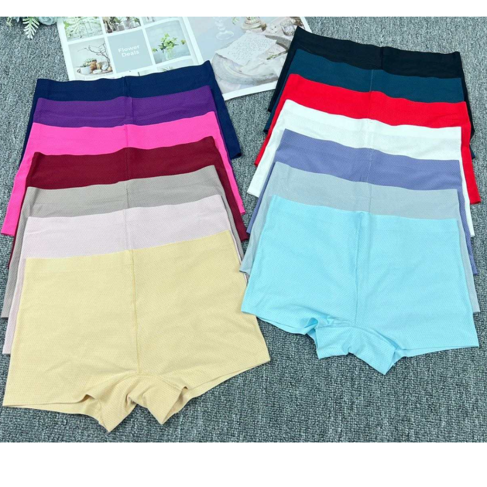 外贸出口库存冰丝无痕透气网孔内裤无痕速干包边小平角女士平角裤