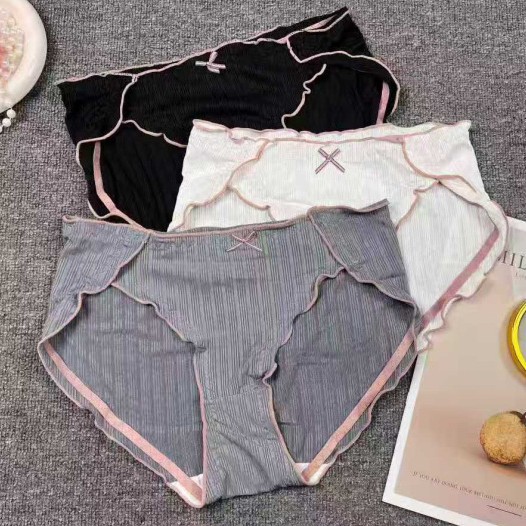 外贸出口非洲清新款条纹性感无痕大码韩版中腰透气学生少女内裤。