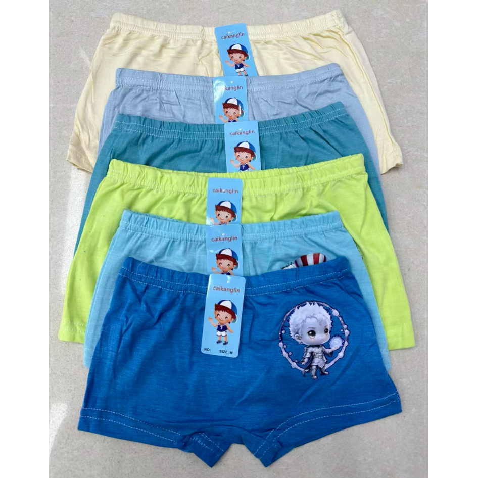 外贸出口欧美非洲库存纯色印花儿童平角舒适内裤腰线整齐价格便宜