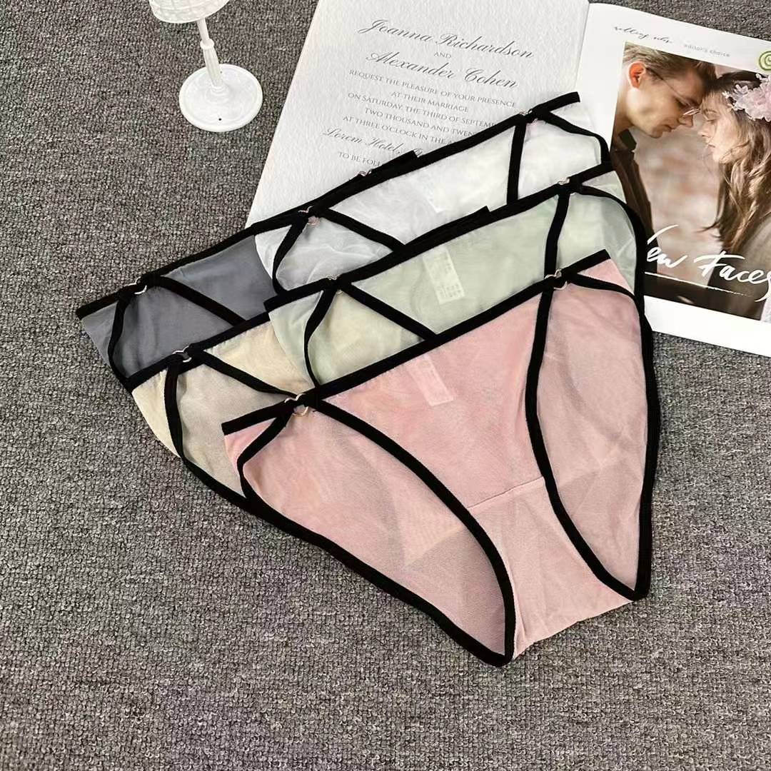 外贸出口少女蕾丝情趣中低腰内裤纯棉内裆透气性感女士三角裤批发