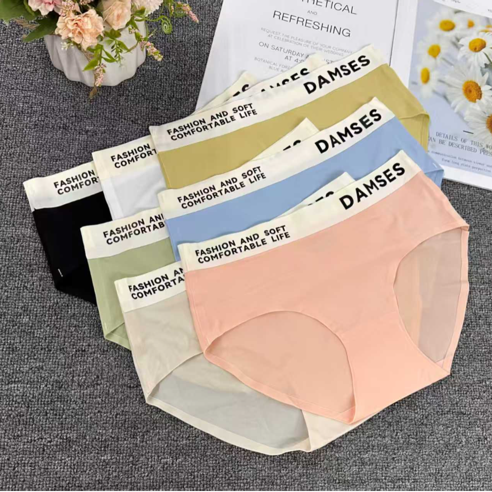 外贸出口欧美非洲现货库存女士纯色内裤舒适性感三角裤带字母腰头